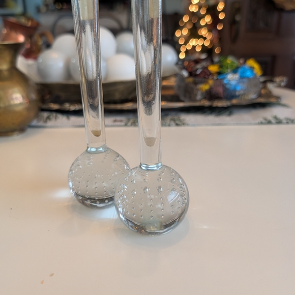 VTG 50s/60s Sweden J. Wuidart & Co — Set of 2 Clear Bubble Glass Bud Vases - Picture 4 of 15